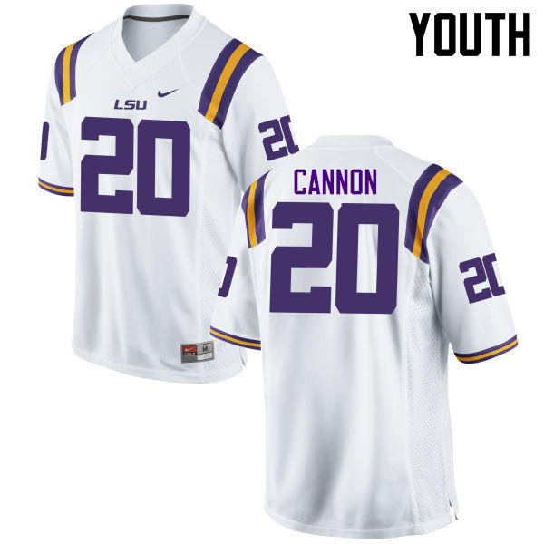 Youth LSU Tigers #20 Billy Cannon College Football Jerseys Game-White